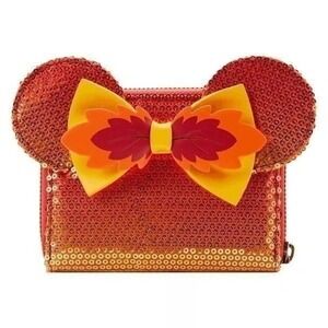Loungefly Disney Minnie Mickey Autumn Ombre Wallet Sequin Sparkles Zip Around